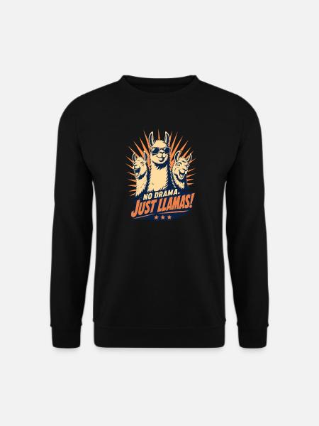 No Drama Just Llama Cool Retro - Unisex Sweatshirt - black