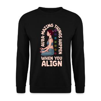 Aura Power - Chakra Alignment - Unisex Sweatshirt - black - Front - Alina (178cm) & Michal (187cm)