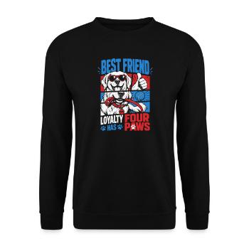 Best Friend Loyalty Four Paws - Unisex Pullover - Schwarz - Vorne - Alina (178cm) & Michal (187cm)
