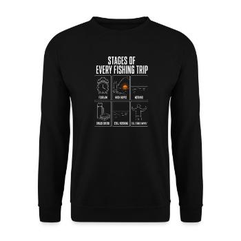 Stages Of Every Fishing Trip Funny Angler Motif - Unisex Sweatshirt - black - Front - Alina (178cm) & Michal (187cm)