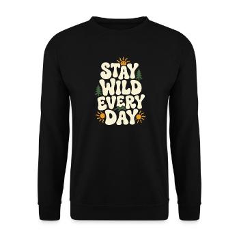 Outdoor Adventure - Stay Wild Everyday - Unisex Sweatshirt - black - Front - Alina (178cm) & Michal (187cm)