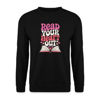 Read Your Heart Out Book Retro - Unisex Sweatshirt - black - Front - Alina (178cm) & Michal (187cm)