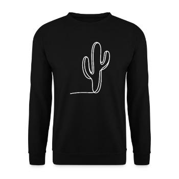 Cactus Line Drawing Design - Unisex Sweatshirt - black - Front - Alina (178cm) & Michal (187cm)