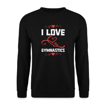 Ich liebe Gymnastik - Unisex Pullover - Schwarz - Vorne - Alina (178cm) & Michal (187cm)