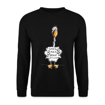 Gans mies drauf I schlecht gelaunt Statement Fun - Unisex Pullover - Schwarz - Vorne - Alina (178cm) & Michal (187cm)