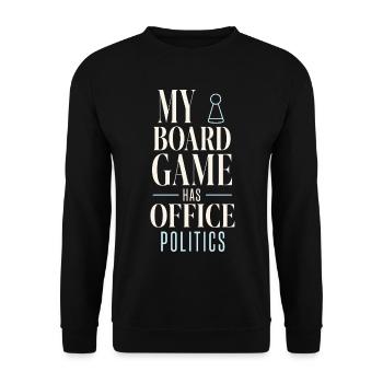 Brettspiel mit Büropolitik - Unisex Pullover - Schwarz - Vorne - Alina (178cm) & Michal (187cm)