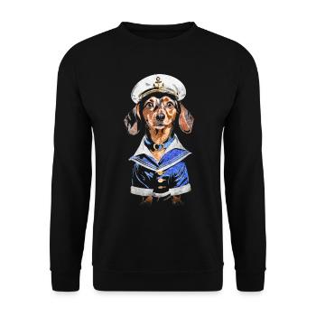 Seemann-Dackel - Unisex Pullover - Schwarz - Vorne - Alina (178cm) & Michal (187cm)