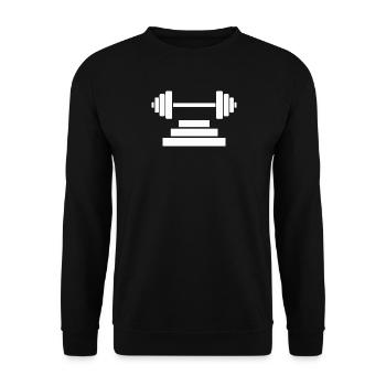 Iron Lifter Barbell Emblem - Unisex Pullover - Schwarz - Vorne - Alina (178cm) & Michal (187cm)