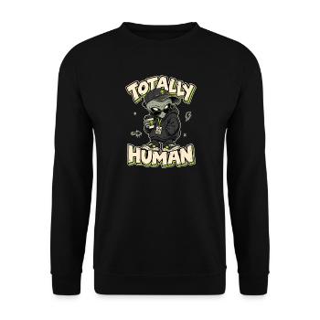 Lustiges  Außerirdischer Alien Totally Human - Unisex Pullover - Schwarz - Vorne - Alina (178cm) & Michal (187cm)