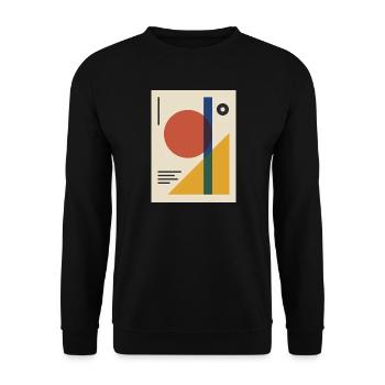 Modernes Plakat: Kreis, Dreieck und Balken - Unisex Pullover - Schwarz - Vorne - Alina (178cm) & Michal (187cm)