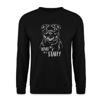 STAFFORDSHIRE BULL TERRIER Staffy Saying Wilsigns - Unisex Sweatshirt - black - Front - Alina (178cm) & Michal (187cm)
