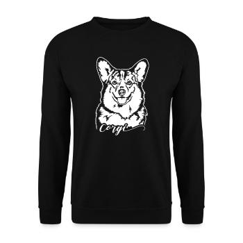 Corgi Portrait Chien Portrait Chiens Wilsigns - Sweat-shirt Unisexe - noir - Devant - Alina (178cm) & Michal (187cm)