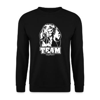 TEAM Teckel Hund Hunde Wilsigns - Unisex Pullover - Schwarz - Vorne - Alina (178cm) & Michal (187cm)
