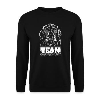 TEAM Rauhaardackel Hund Hunde Wilsigns - Unisex Pullover - Schwarz - Vorne - Alina (178cm) & Michal (187cm)