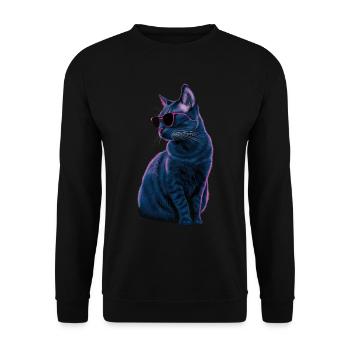 Sonnenbrille für Russisch Blaue Katze Geschenk - Unisex Pullover - Schwarz - Vorne - Alina (178cm) & Michal (187cm)
