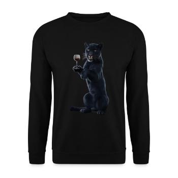 Panther Wein - Unisex Pullover - Schwarz - Vorne - Alina (178cm) & Michal (187cm)