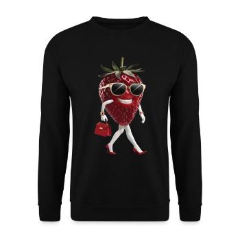 Frauen Erdbeere - Unisex Pullover - Schwarz - Vorne - Alina (178cm) & Michal (187cm)