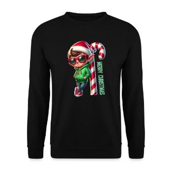 Fröhliche Weihnachten Cooles Elf Design Candy Cane - Unisex Pullover - Schwarz - Vorne - Alina (178cm) & Michal (187cm)