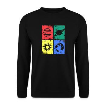 Planeten Universum Sonne Erde Farbe - Unisex Pullover - Schwarz - Vorne - Alina (178cm) & Michal (187cm)