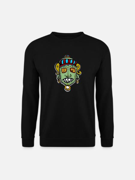 Visage de tête de masque tribal indien maya inka - Sweat-shirt Unisexe - noir