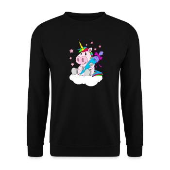 First class - unicorn with sugar bag - Unisex Sweatshirt - black - Front - Alina (178cm) & Michal (187cm)