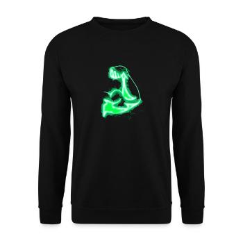 Strong arm bright glowing - Unisex Sweatshirt - black - Front - Alina (178cm) & Michal (187cm)