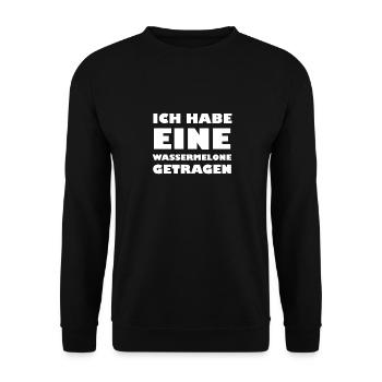 Ich habe eine Wassermelone getragen - Unisex Pullover - Schwarz - Vorne - Alina (178cm) & Michal (187cm)