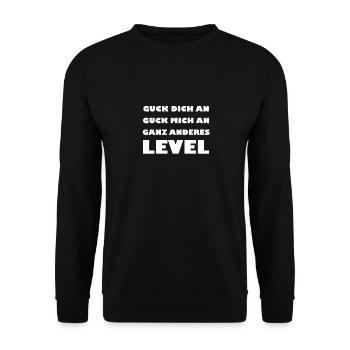 Statement Guck dich an Spruch provokativ Geschenk - Unisex Pullover - Schwarz - Vorne - Alina (178cm) & Michal (187cm)