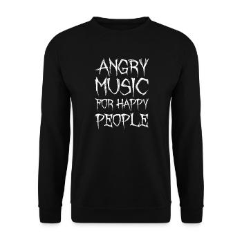 Angry Music For Happy People Metal Music Metalhead - Unisex Pullover - Schwarz - Vorne - Alina (178cm) & Michal (187cm)