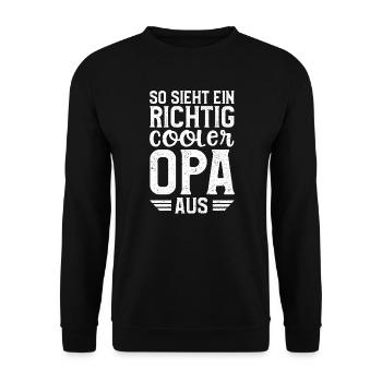 So Sieht Ein Richtig Cooler Opa Aus - Opa - Unisex Pullover - Schwarz - Vorne - Alina (178cm) & Michal (187cm)