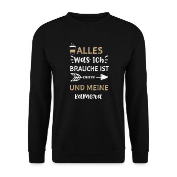 Alles Was Ich Brauche Ist Kaffee... - Unisex Pullover - Schwarz - Vorne - Alina (178cm) & Michal (187cm)