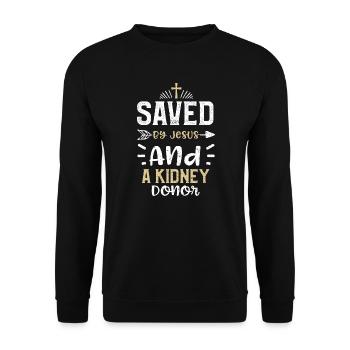 Sauvé par Jésus et un donneur de rein - Sweat-shirt Unisexe - noir - Devant - Alina (178cm) & Michal (187cm)