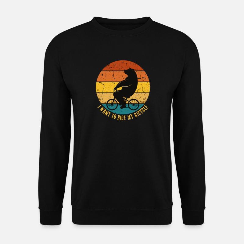 Bär - Retro Fahrrad - Old School - Unisex Pullover - Schwarz