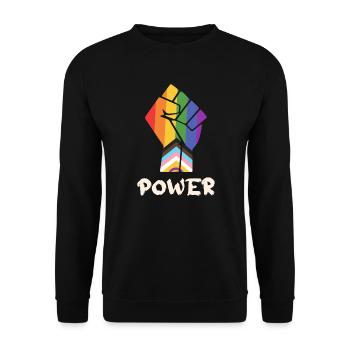 Pride Progress Power Pride Fist for Equality - Unisex Sweatshirt - black - Front - Alina (178cm) & Michal (187cm)