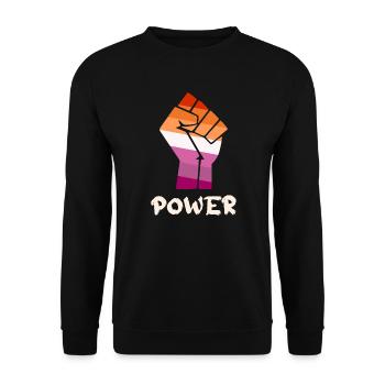 Power Lesbian Pride Fist Design for Equality - Unisex Sweatshirt - black - Front - Alina (178cm) & Michal (187cm)