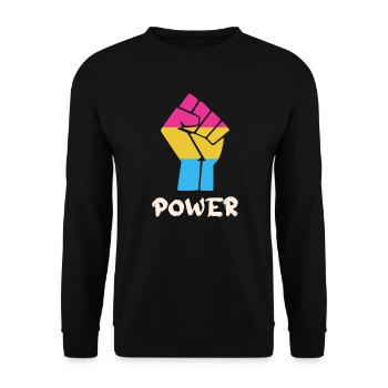 Power Pansexual Pride Fist Design for Equality - Unisex Sweatshirt - black - Front - Alina (178cm) & Michal (187cm)