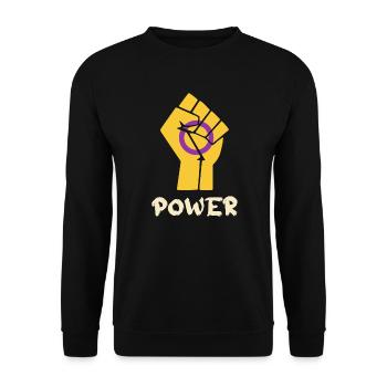 Power Intersex Pride Fist Design for Equality - Unisex Sweatshirt - black - Front - Alina (178cm) & Michal (187cm)
