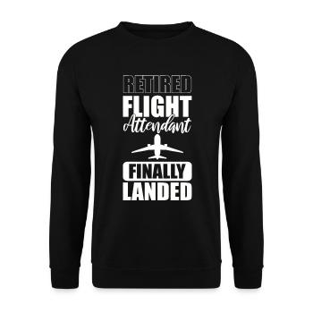 Retired Flight Attendant Finally Landed - Unisex Pullover - Schwarz - Vorne - Alina (178cm) & Michal (187cm)