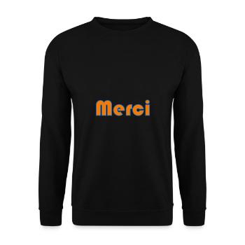 MERCI. THANKS. THANK YOU. ANNIVERSAIRE. NAISSANCE. - Sweat-shirt Unisexe - noir - Devant - Alina (178cm) & Michal (187cm)