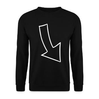 Pfeil Zeichnung Skizze weiß - Unisex Pullover - Schwarz - Vorne - Alina (178cm) & Michal (187cm)