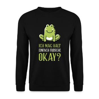 Frosch Laubfrosch Ich Mag Frösche - Unisex Pullover - Schwarz - Vorne - Alina (178cm) & Michal (187cm)