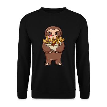 Kanadische Poutine Pommes Frites Mittagessen - Unisex Pullover - Schwarz - Vorne - Alina (178cm) & Michal (187cm)