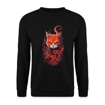 Cat Tabby Ninja Gloomy Evil Grim Apparel - Unisex Sweatshirt - black - Front - Alina (178cm) & Michal (187cm)