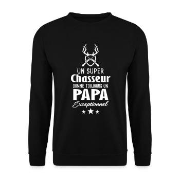 Papa chasseur cadeau drôle chasse fête des pères - Sweat-shirt Unisexe - noir - Devant - Alina (178cm) & Michal (187cm)