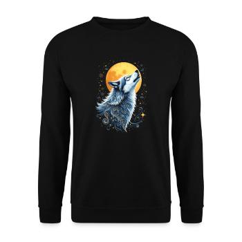 Wolf & Moon - Mystical Art - Unisex Sweatshirt - black - Front - Alina (178cm) & Michal (187cm)