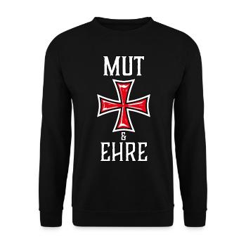 29 Mut und Ehre Templer Kreuz Ritter - Unisex Pullover - Schwarz - Vorne - Alina (178cm) & Michal (187cm)