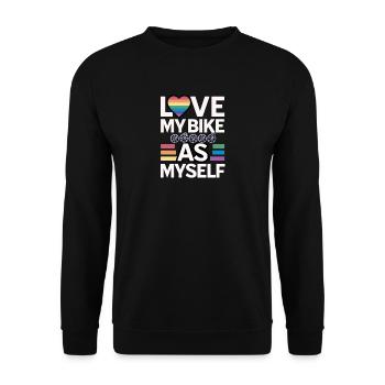 Ich liebe mein Fahrrad wie mich selbst - Unisex Pullover - Schwarz - Vorne - Alina (178cm) & Michal (187cm)