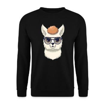 Alpaca Llama Sunglasses - Unisex Sweatshirt - black - Front - Alina (178cm) & Michal (187cm)