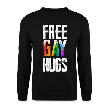 Free Gay Hugs LGBTQ Pride CSD - Unisex Sweatshirt - black - Front - Alina (178cm) & Michal (187cm)