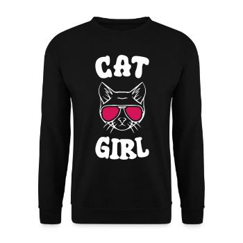 Cat Girl - Unisex Pullover - Schwarz - Vorne - Alina (178cm) & Michal (187cm)